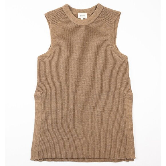 Aritzia Wilfred Sweater Vest Women's Medium Brown 100% Wool Tunic Mock Neck - Picture 1 of 12